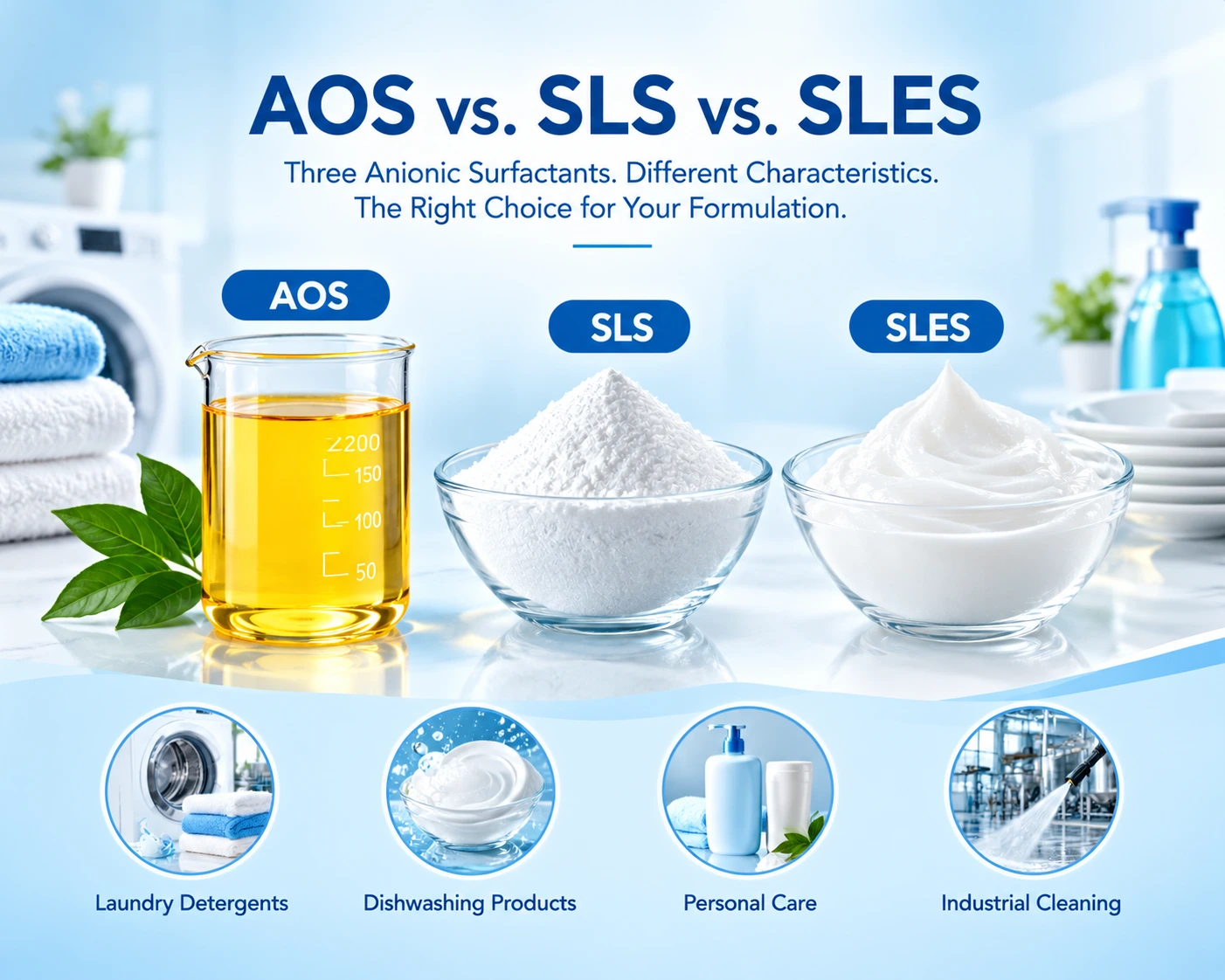 AOS vs. SLS vs. SLES: How to Choose the Right Surfactant for Detergents and Shampoos